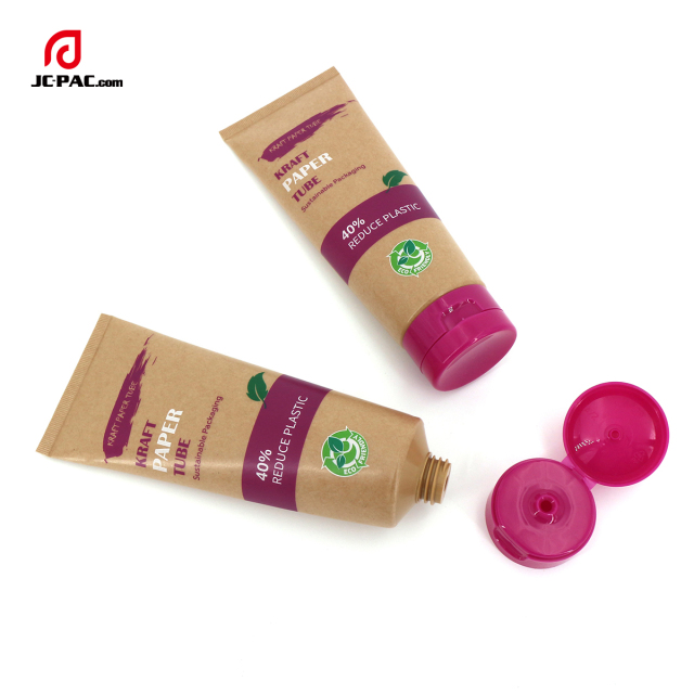 Kraft Paper Material Tube for Facial Cleanser/Lotion Plastic Packaging Environmental Protection Material Tube With Container with Flip Top Cap