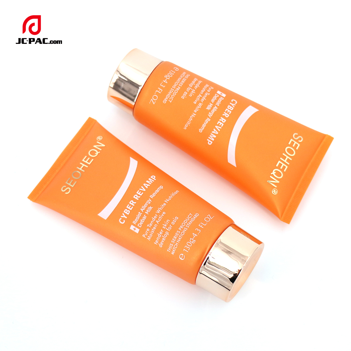 45mm Diameter Pure Tender White Nufrition Moisten Active Face Cream Tube Orange Design Cosmetics Packaging with Rose Gold Cap