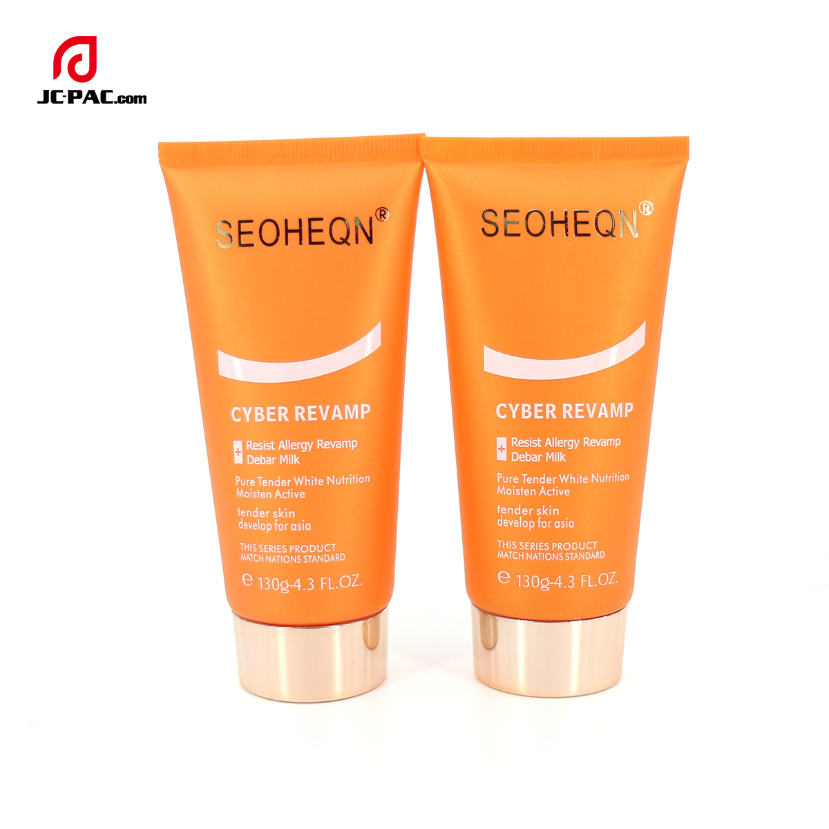 45mm Diameter Pure Tender White Nufrition Moisten Active Face Cream Tube Orange Design Cosmetics Packaging with Rose Gold Cap