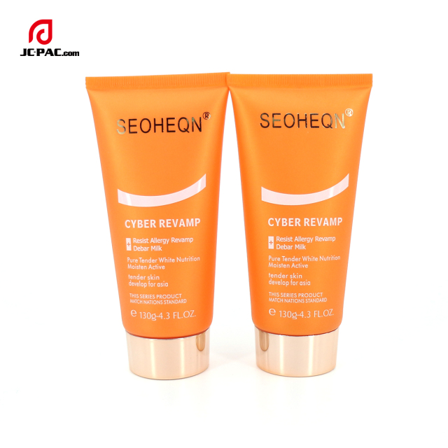 45mm Diameter Pure Tender White Nufrition Moisten Active Face Cream Tube Orange Design Cosmetics Packaging with Rose Gold Cap