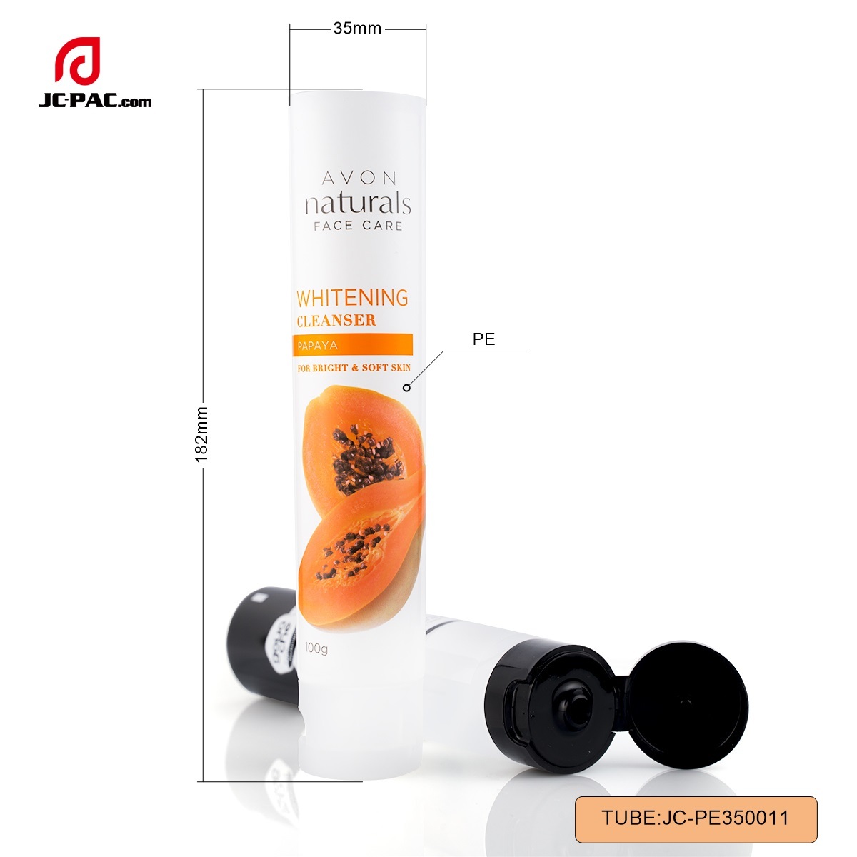 35mm Diameter Whitening Facial Scrub Tube Clear Cosmetics Packaging with Flip Cap Hand Cream Container 70g 80g 90g 100g