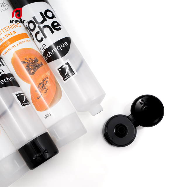35mm Diameter Whitening Facial Scrub Tube Clear Cosmetics Packaging with Flip Cap Hand Cream Container 70g 80g 90g 100g