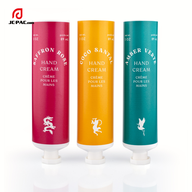 38mm Diameter Custom Hand Cream Tube Set with Octagonal Screw Cap Cosmetics Tube Packaging 3 oz 89ml