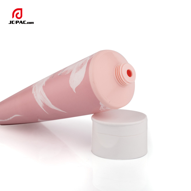 40mm Diameter Pink Facial Cream Tube with Label Printing Cosmetics Packaging with Centered Flip Cap 80ml 90ml 100ml 130ml