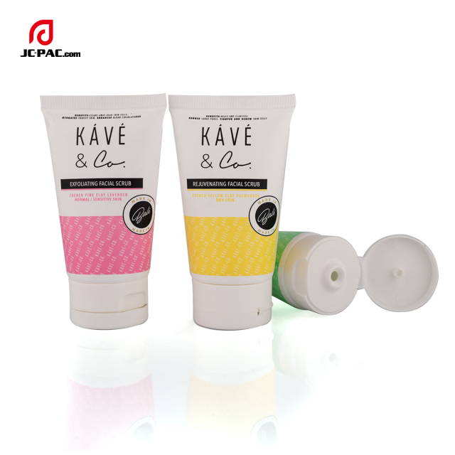 40mm Diameter Facial Scrub Tube White Cosmetics Packaging with Flip Cap Hand Cream Container 70g 80g 90g 100g