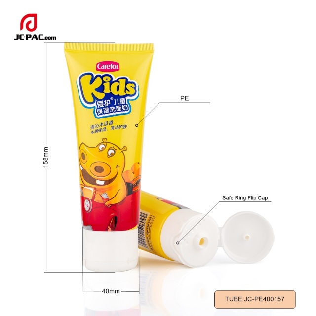 40mm Diameter Custom Kid Body & Face Cleanser Cream Tube Flip Cap with Lock Packaging Child Resistance Tube Design