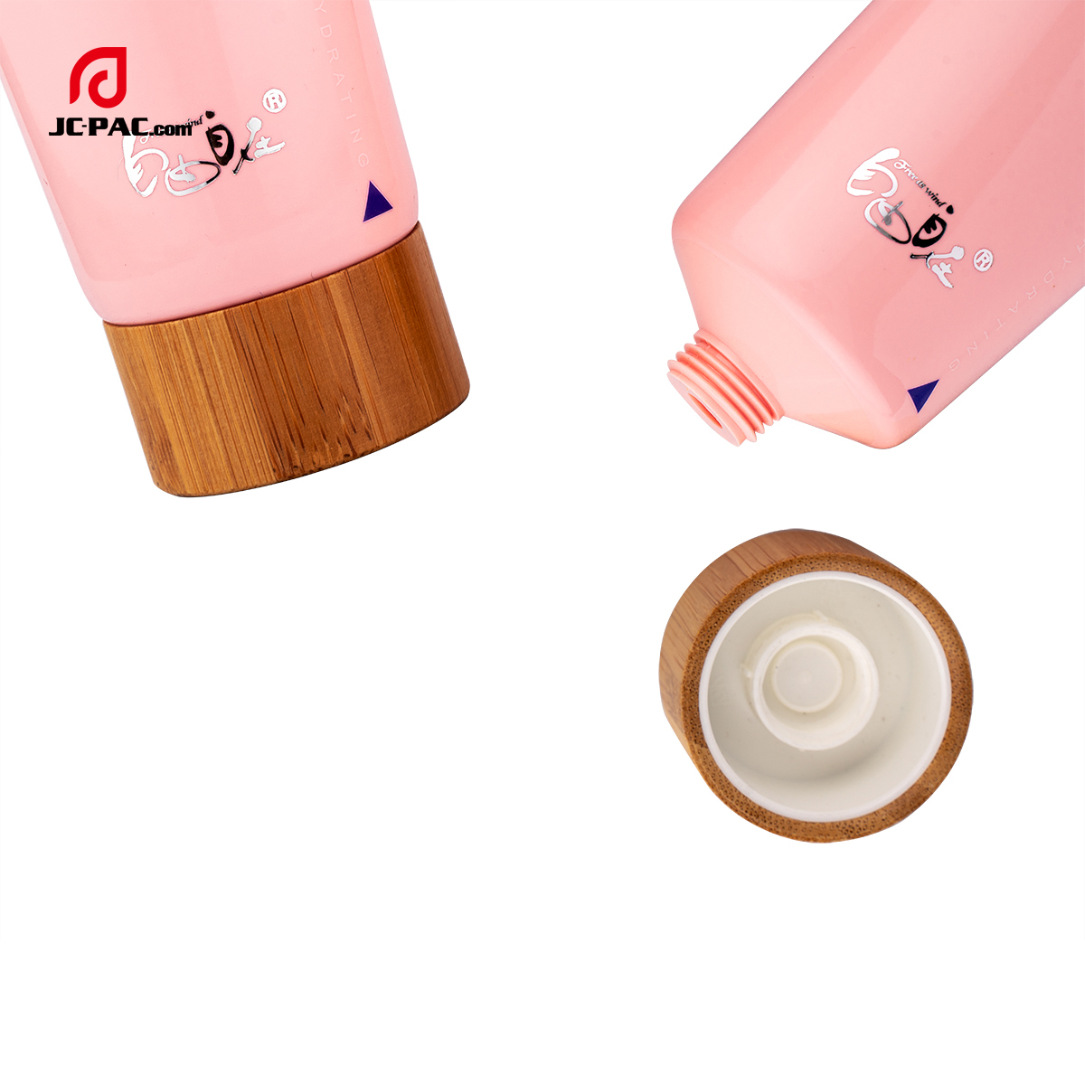 40mm Diameter Eco-friendly 100ml Empty Cosmetics Plastic Tubes for Cleanser with Wooden / Bamboo Cap Packaging