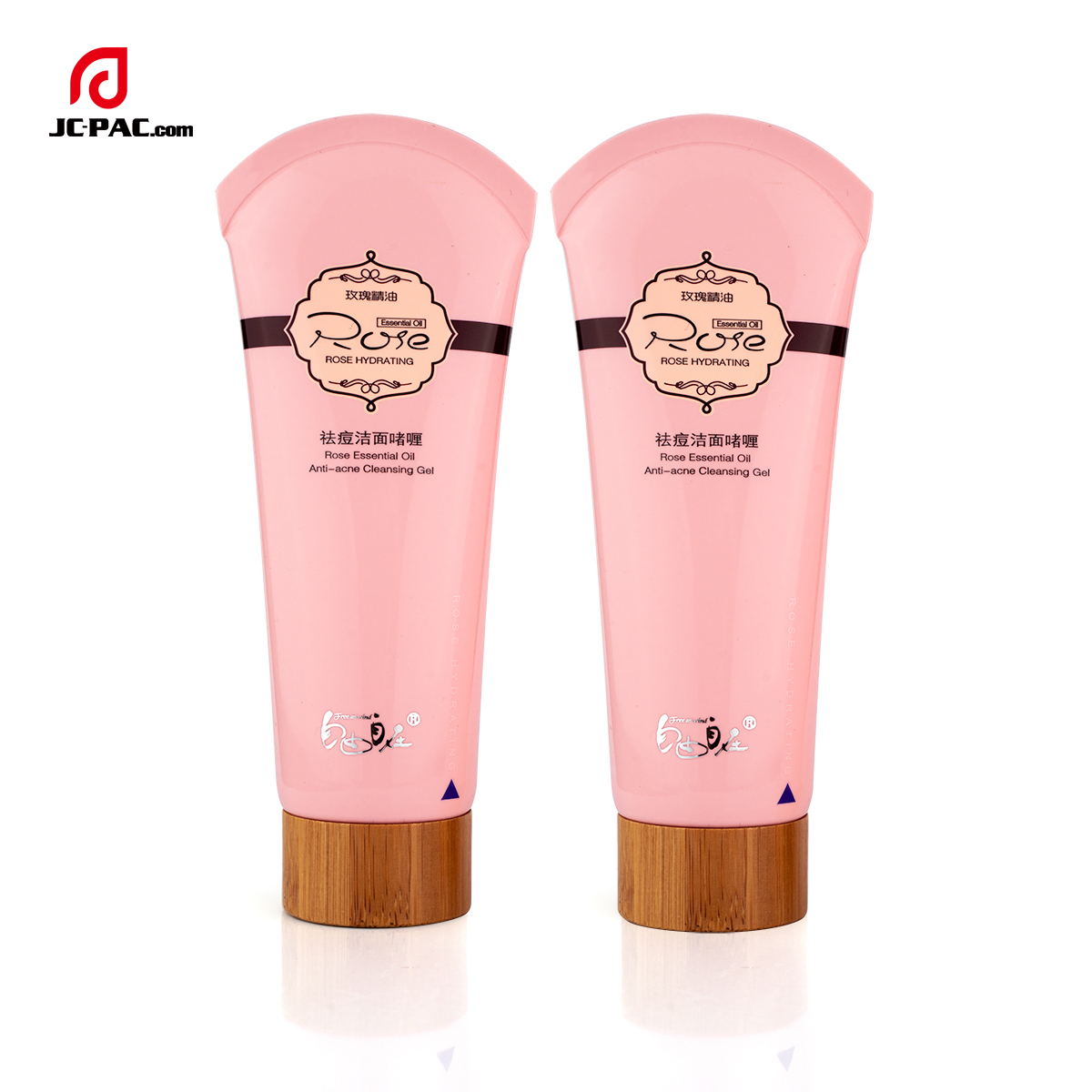 40mm Diameter Eco-friendly 100ml Empty Cosmetics Plastic Tubes for Cleanser with Wooden / Bamboo Cap Packaging