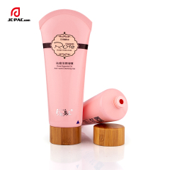 40mm Diameter Eco-friendly 100ml Empty Cosmetics Plastic Tubes for Cleanser with Wooden / Bamboo Cap Packaging