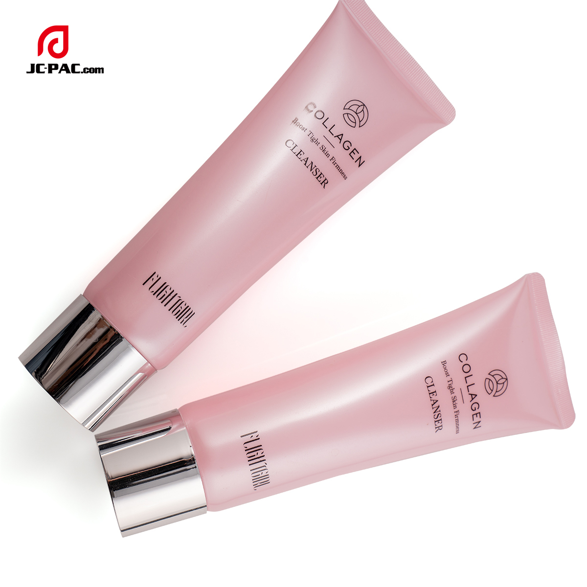 40mm Diameter Boost Tight Skin Firmness Facial Cleanser Packaging Pink Tube with Siliver Screw Cap