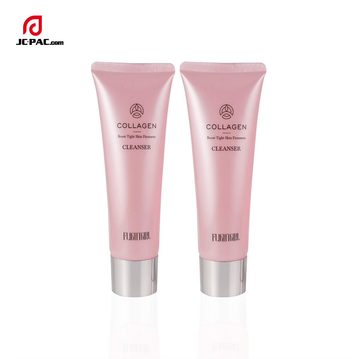40mm Diameter Boost Tight Skin Firmness Facial Cleanser Packaging Pink Tube with Siliver Screw Cap