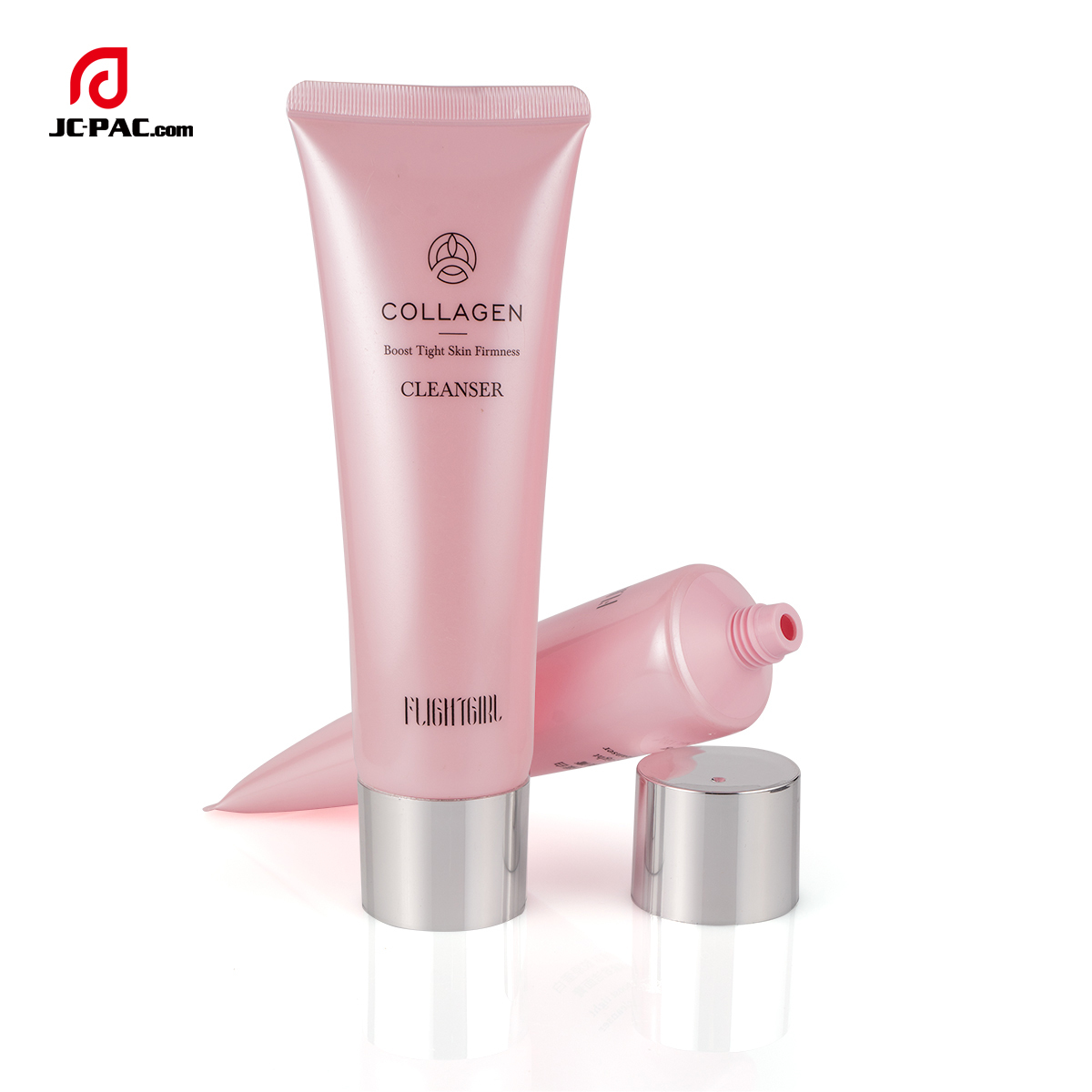 40mm Diameter Boost Tight Skin Firmness Facial Cleanser Packaging Pink Tube with Siliver Screw Cap