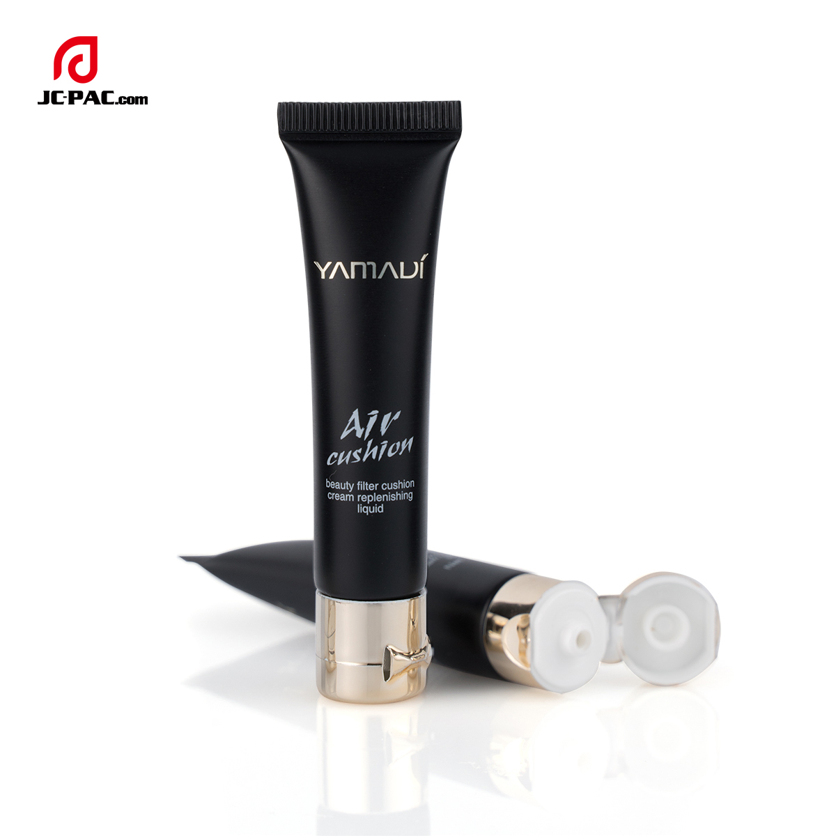 Matte Black Finished Soft Tube With Metalized Flip Cap Squeezable Plastic Tube For Liquid Foundation