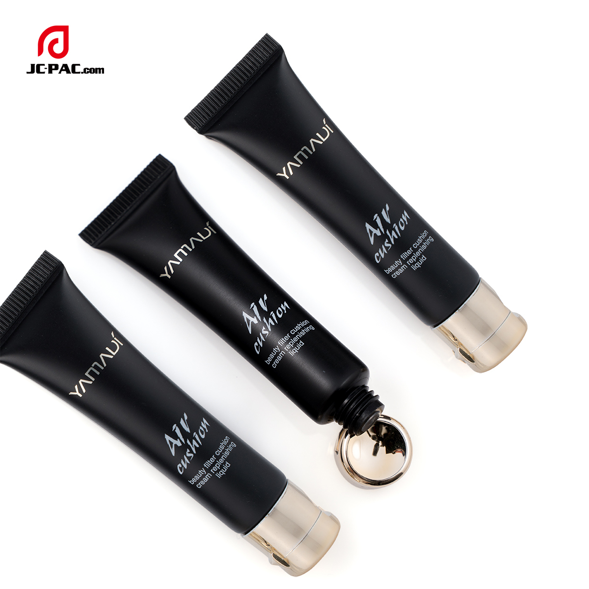 Matte Black Finished Soft Tube With Metalized Flip Cap Squeezable Plastic Tube For Liquid Foundation