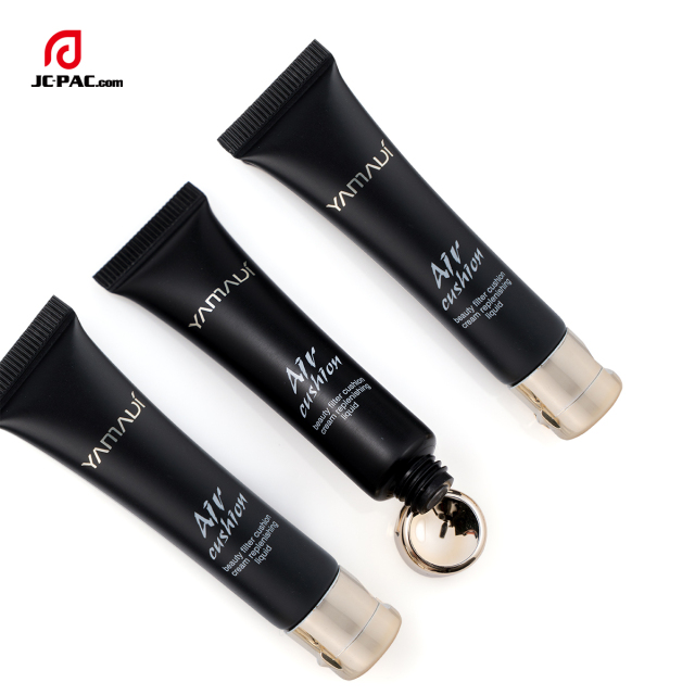 Matte Black Finished Soft Tube With Metalized Flip Cap Squeezable Plastic Tube For Liquid Foundation