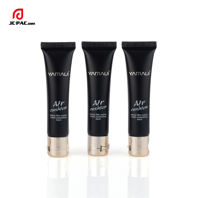 Matte Black Finished Soft Tube With Metalized Flip Cap Squeezable Plastic Tube For Liquid Foundation