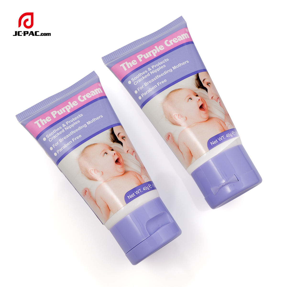 35mm Diameter Baby Diaper Cream Tube Packaging Purple Custom Packaging 40g 50g with Flip Lid