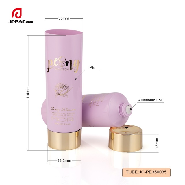 35mm Diameter Hand & Nail Cream Tube Packaging Purple Soft Squeeze Cosmetics Tube 50ml 1.7 fl.oz