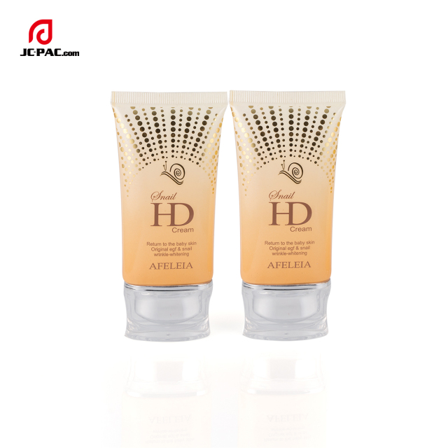 35mm Diameter Oval Snail Cream Packaging 40ml 50ml Cosmerics Face Cream Flat Container Plastic Tube with Oval Acrylic Cap