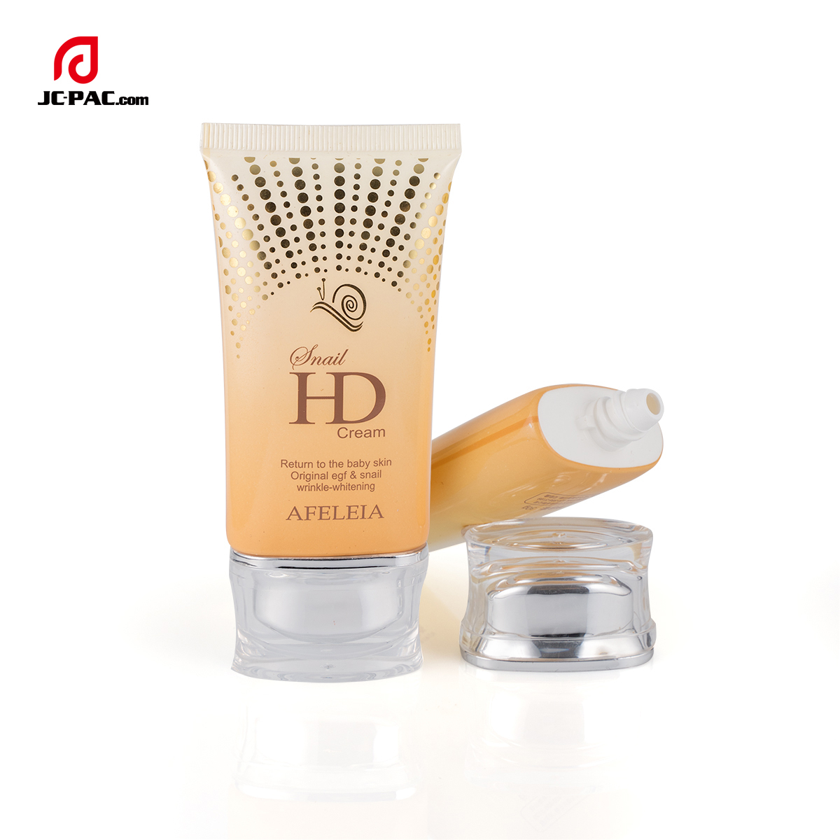 35mm Diameter Oval Snail Cream Packaging 40ml 50ml Cosmerics Face Cream Flat Container Plastic Tube with Oval Acrylic Cap