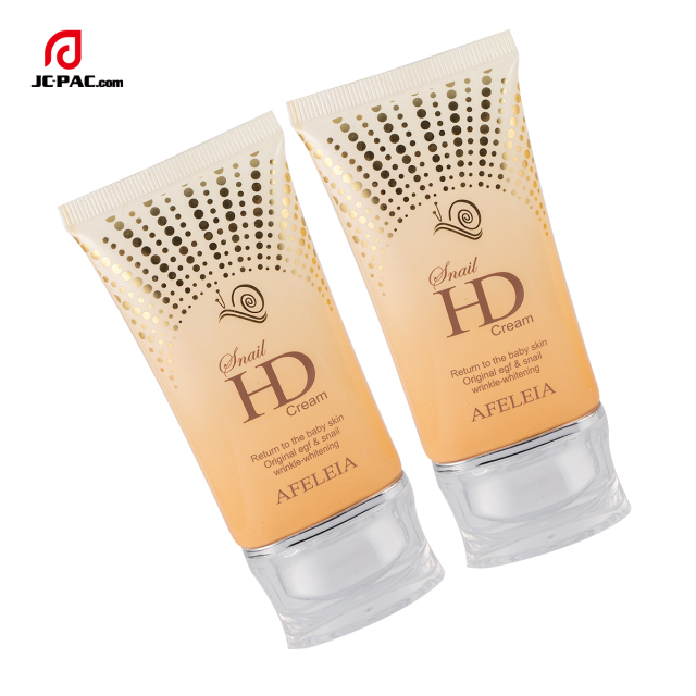 35mm Diameter Oval Snail Cream Packaging 40ml 50ml Cosmerics Face Cream Flat Container Plastic Tube with Oval Acrylic Cap