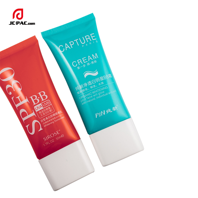 35mm Diameter Oval Whitening Suncreen Cream Packaging 40ml 50ml Cosmerics Flat Container Plastic Tube with Oval Screw Cap