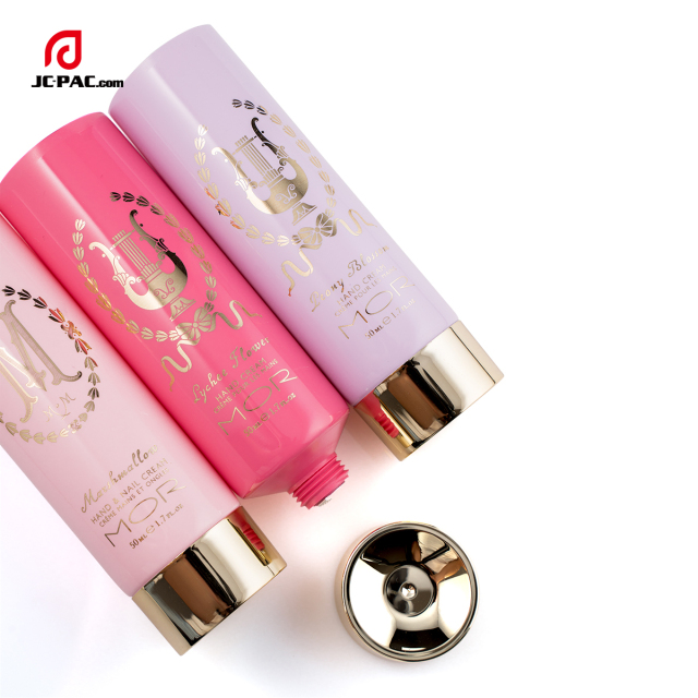 35mm Diameter Hand & Nail Cream Tube Packaging Set Soft Cosmetics Tube 50ml 1.7 fl.oz with Gold Metalized Cap