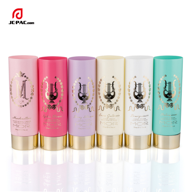 35mm Diameter Hand & Nail Cream Tube Packaging Set Soft Cosmetics Tube 50ml 1.7 fl.oz with Gold Metalized Cap