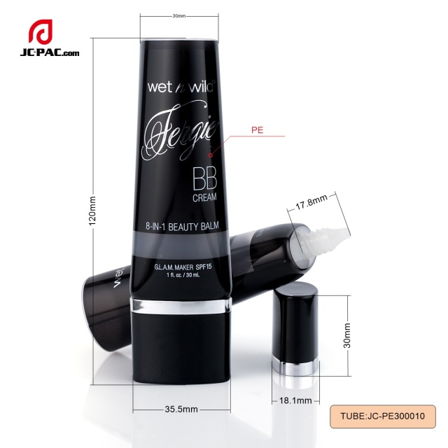 35mm Diameter BEAUTY BALM BB Cream Packaging 30ml Super Flat Squeeze Plastic Tube Cosmetics Packaging with Oval Cap