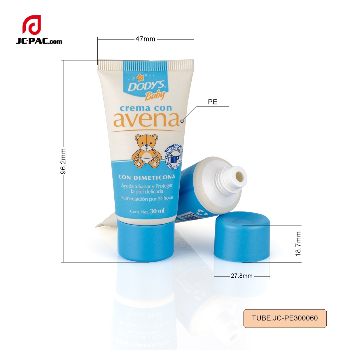 30mm Diameter 30ml Lotion Cream Tube Packaging with Screw on Cap PE Soft Cosmetics Tube