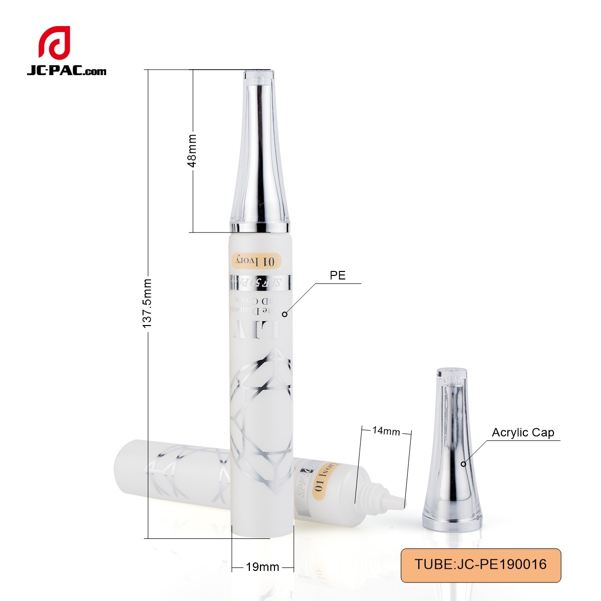 15ml Eye Cream Tube With Acrylic Cap Empty Plastic Tube With Nozzle Applicator