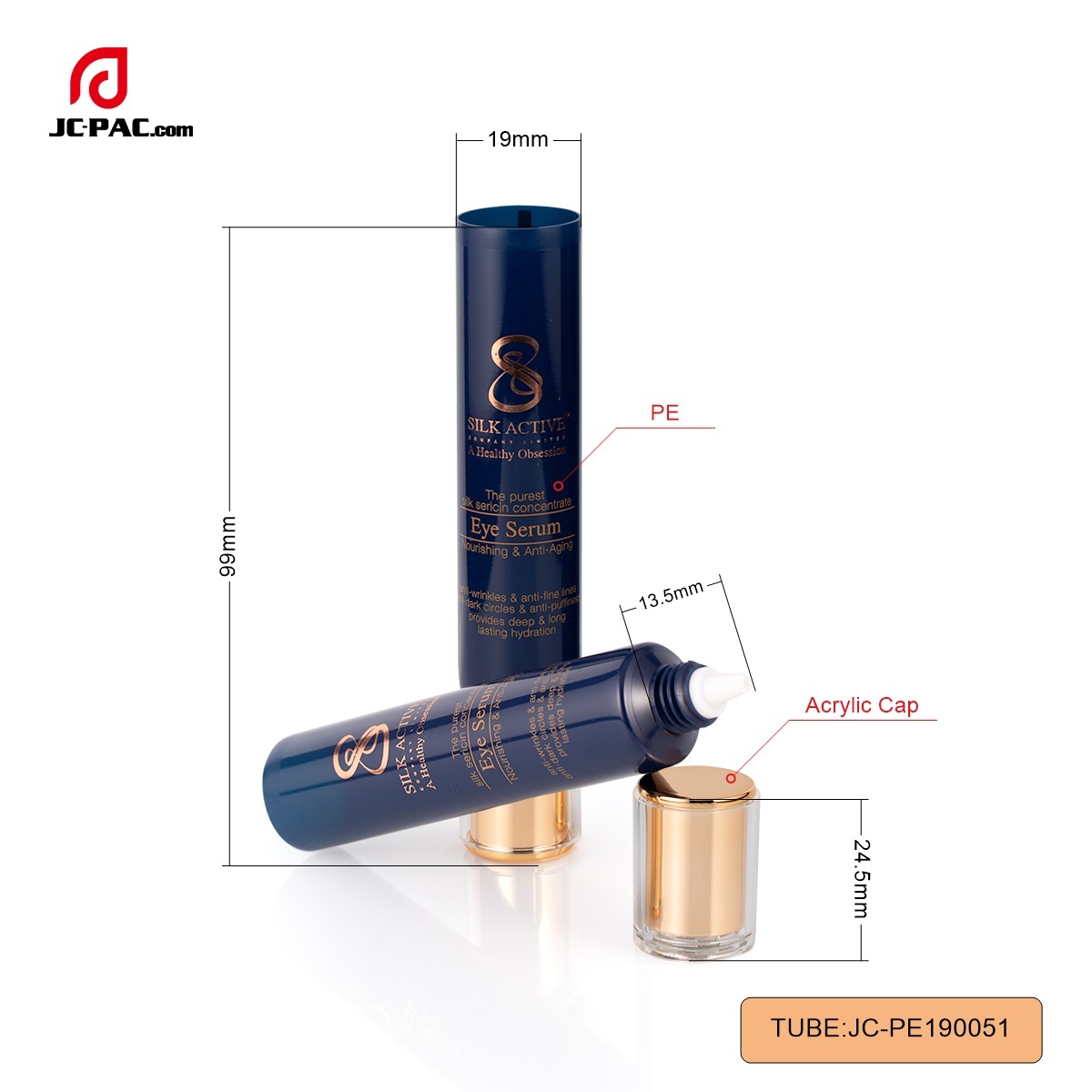 15ml Eye Serum Tube With Acrylic Cap Empty Cosmetic Packaging Tube