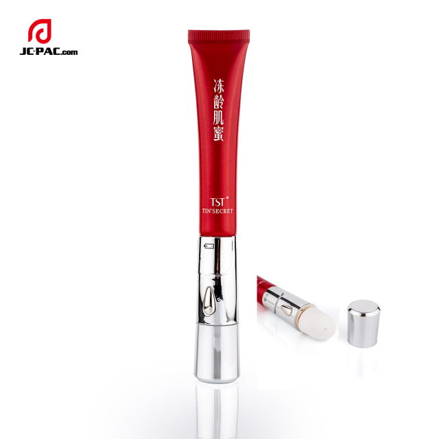 Custom Eye Cream Cosmetic Squeeze Tube 20ml PE Soft Tube With Vibrative Massage Applicator Metal Ceramics Eye Cream Tube Packaging