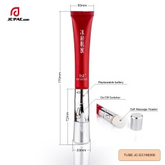 Custom Eye Cream Cosmetic Squeeze Tube 20ml PE Soft Tube With Vibrative Massage Applicator Metal Ceramics Eye Cream Tube Packaging