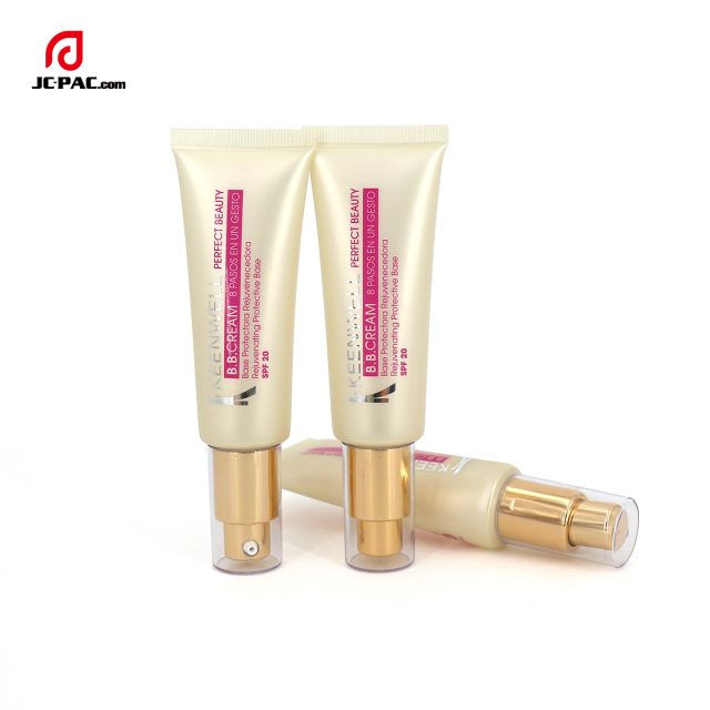 Hot Selling Soft Aluminium Cosmetic Tube Packaging with Pump for Eye Cream BB CC Sunscreen Foundation Labeling Surface Handling