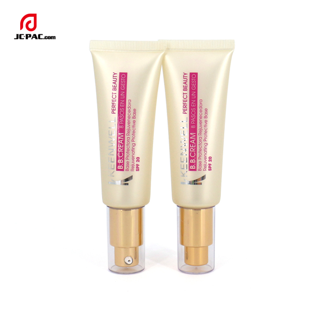 Hot Selling Soft Aluminium Cosmetic Tube Packaging with Pump for Eye Cream BB CC Sunscreen Foundation Labeling Surface Handling
