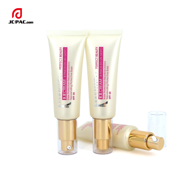Hot Selling Soft Aluminium Cosmetic Tube Packaging with Pump for Eye Cream BB CC Sunscreen Foundation Labeling Surface Handling