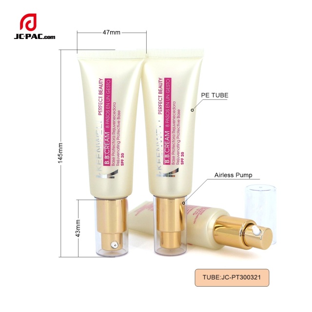 Hot Selling Soft Aluminium Cosmetic Tube Packaging with Pump for Eye Cream BB CC Sunscreen Foundation Labeling Surface Handling