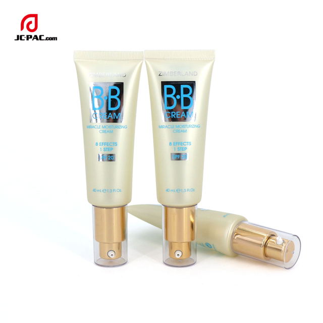 Hot Selling Soft Aluminium Cosmetic Tube Packaging with Pump for Eye Cream BB CC Sunscreen Foundation Labeling Surface Handling