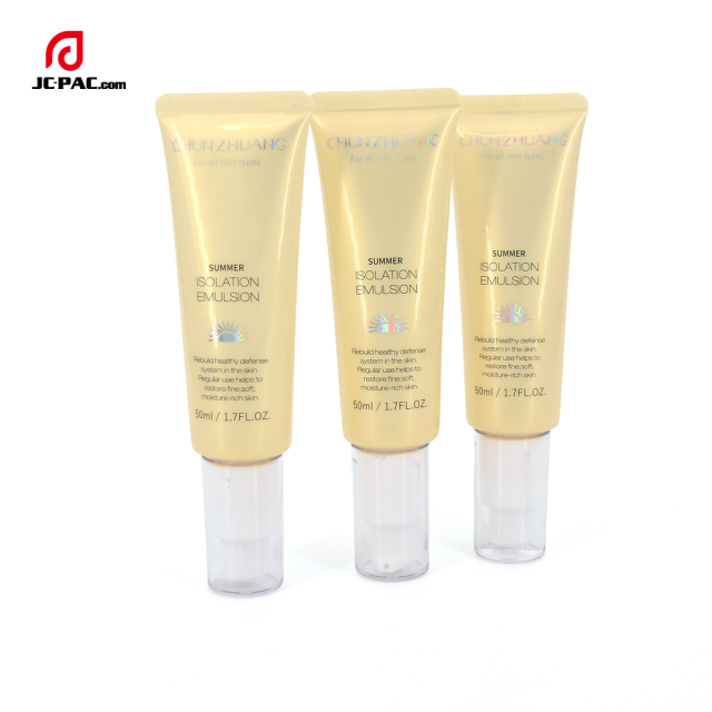Cosmetic Tube Packaging with Airless Pump Sunscreen Cream Packaging Sun Bloack PE Screen Printing Sample 30g 40g Lotion Tube