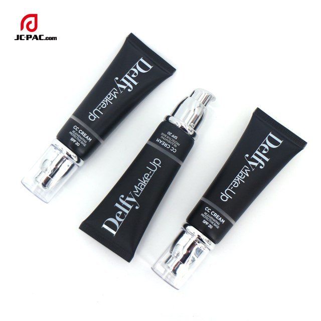 New Arrival 30ml~60ml Plastic Airless sunscreen Tube with Lotion Pump BB Cream for Cosmetic Squeeze Packaging PE Blacke Tube