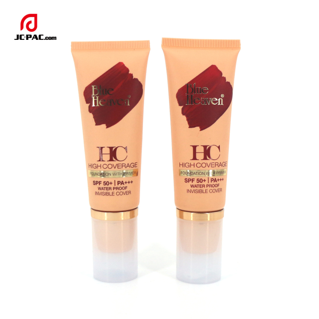 Customized Cosmetic Vacuum Pump Tube Empty Facial Cleanser Sample Tube BB Cream Liquid Foundation Tube with Pump Screen Printing