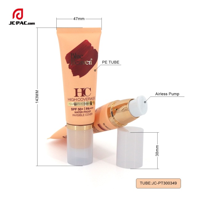 Customized Cosmetic Vacuum Pump Tube Empty Facial Cleanser Sample Tube BB Cream Liquid Foundation Tube with Pump Screen Printing