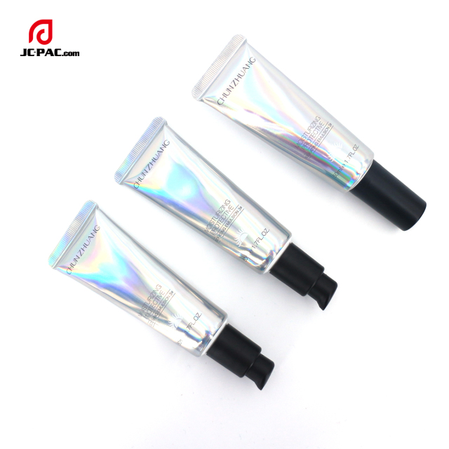 Promotion 30g 50g 50ml Silver Soft Foundation Cream Laminated Tube Packaging Private Label Squeeze Sunscreen Cream Tube With Pump
