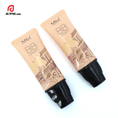 50ml Cosmetic Flat Tube with Pump Head Screen Printing for Lip Gloss BB Cream Liquid Foundation Sunscreen Plastic Packaging