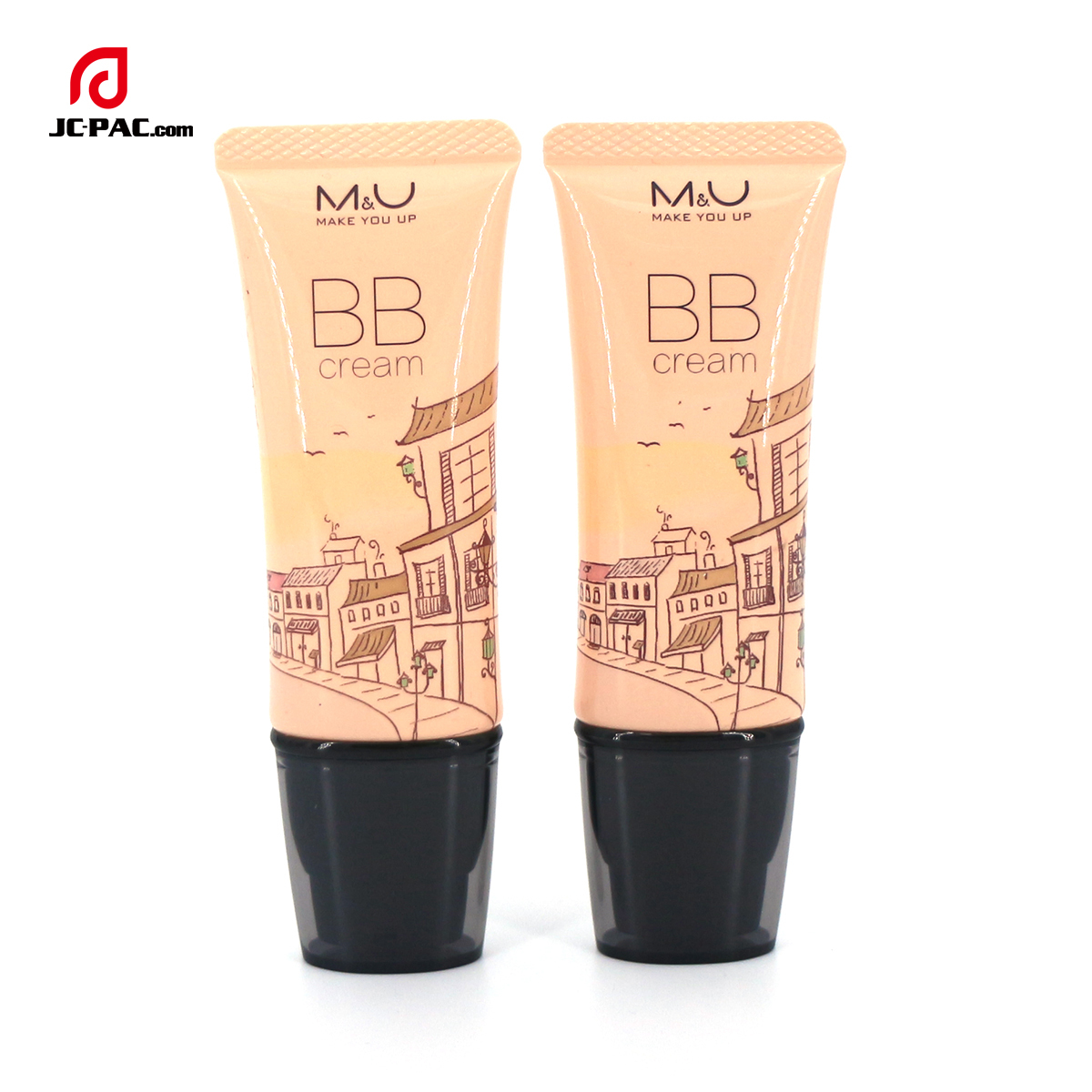 50ml Cosmetic Flat Tube with Pump Head Screen Printing for Lip Gloss BB Cream Liquid Foundation Sunscreen Plastic Packaging