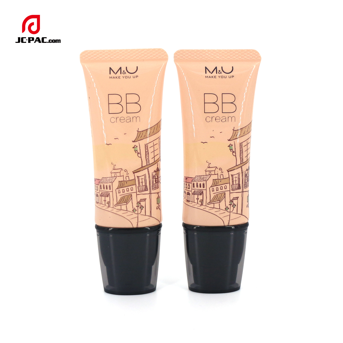 50ml Cosmetic Flat Tube with Pump Head Screen Printing for Lip Gloss BB Cream Liquid Foundation Sunscreen Plastic Packaging