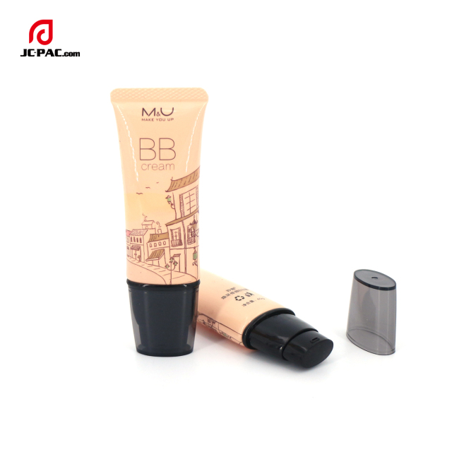 50ml Cosmetic Flat Tube with Pump Head Screen Printing for Lip Gloss BB Cream Liquid Foundation Sunscreen Plastic Packaging