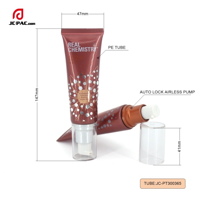 Cosmetic 30ml Plastic Tube with Airless Pump Soft Squeeze PE Foundation Tube Empty Makeup BB Cream Packaging Tubes