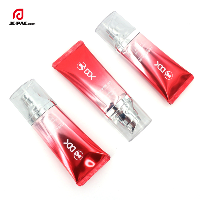 Custom ABL Tube 50ml 60ml 70ml 80ml Flat Oval Tube Packaging Airless Pump Sunscreen Cosmetic Tubes with Pump Lid